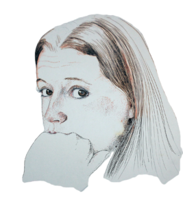 "Arlene I" - pen and ink illustration, unfinished. Circa 1980-'81