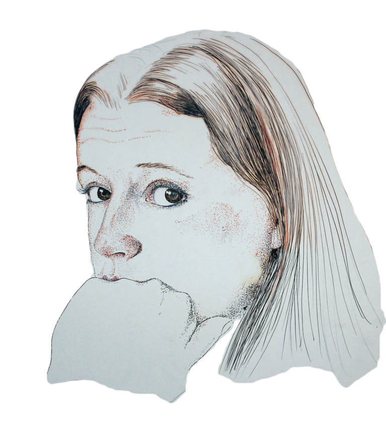 "Arlene I" - pen and ink illustration, unfinished. Circa 1980-'81