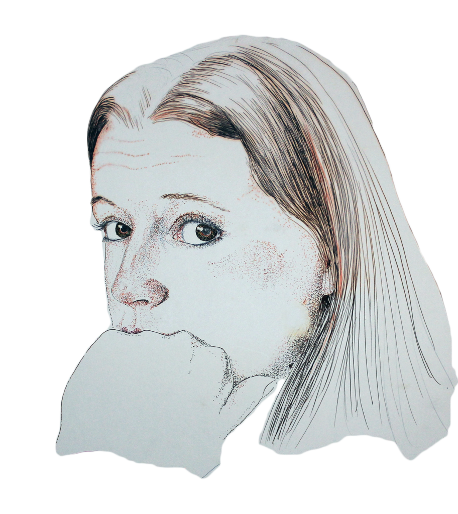 "Arlene I" - pen and ink illustration, unfinished. Circa 1980-'81