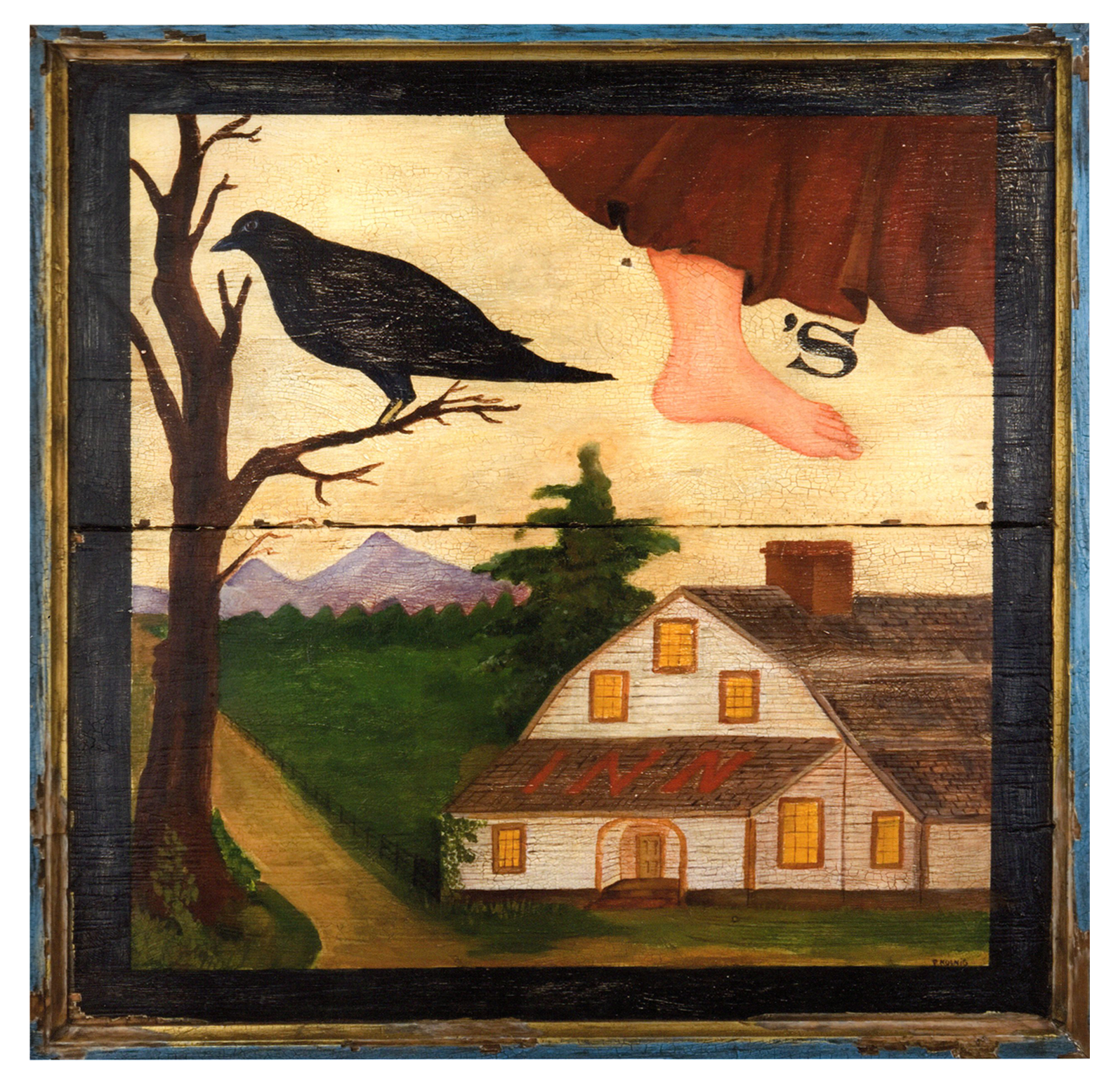 "Crow Futs Inn" - Mixed media on pine by Peter Koenig
