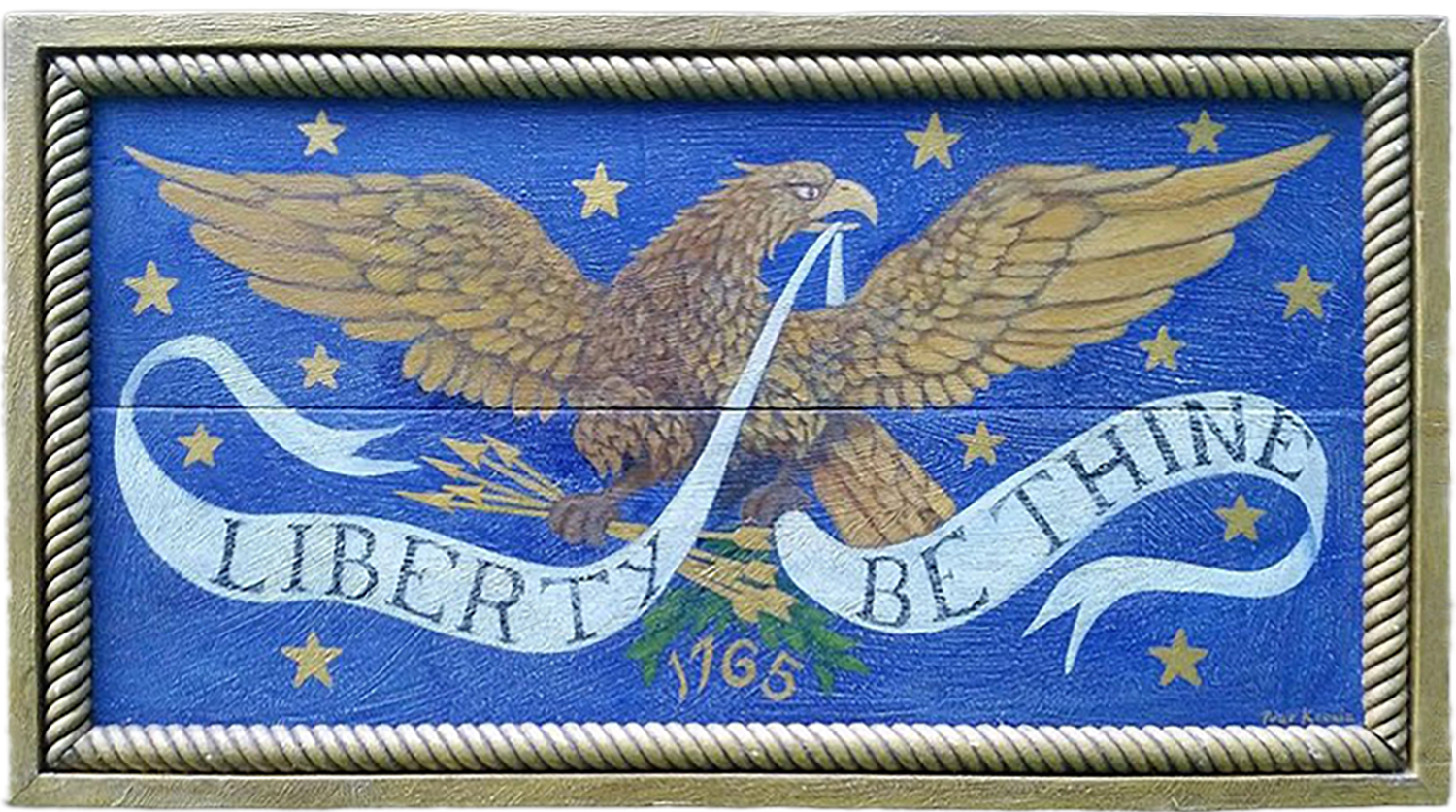 "Liberty be Thine" - Mixed media on pine by Peter Koenig. Commemorating Revolutionary War patriots known as The Sons of Liberty. A pre-revolutionary secret organization of American patriots.