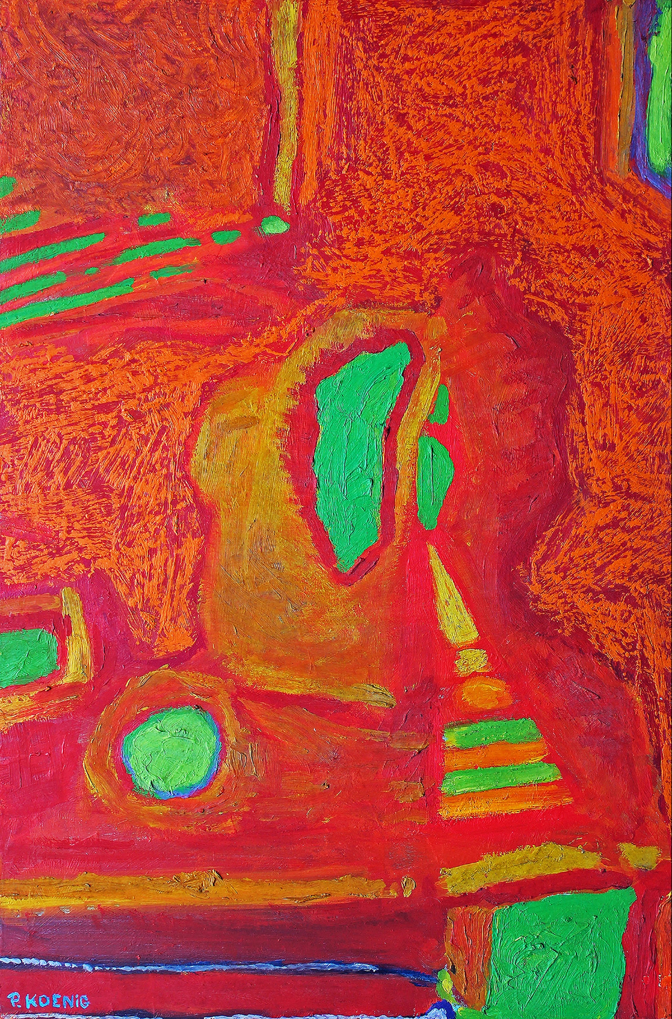 "Center of Gravity" - by Peter Koenig. Mixed media on a wood panel